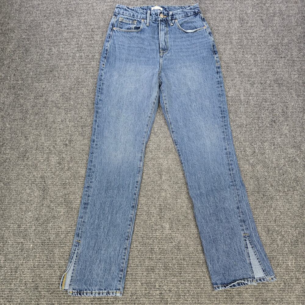 Good American Good Boy Straight Jeans Womens 2/26 26x31 Blue High Rise